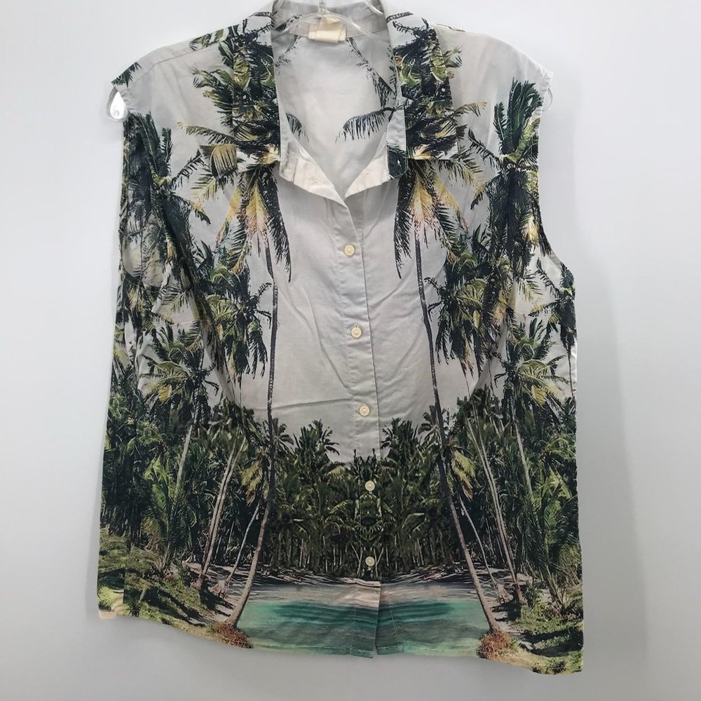 WOMENS H&M HAWAIIAN SLEEVELESS BLOUSE